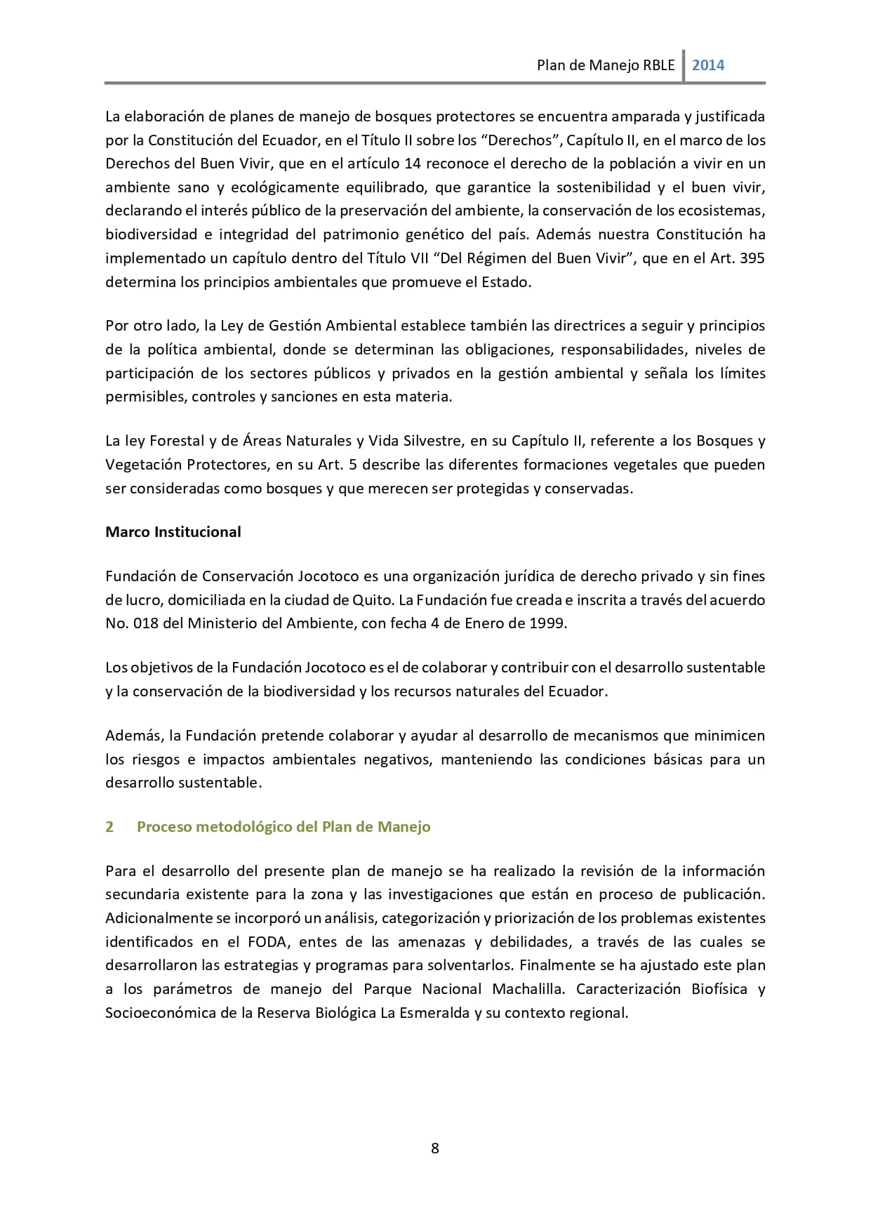 Plan de manejo