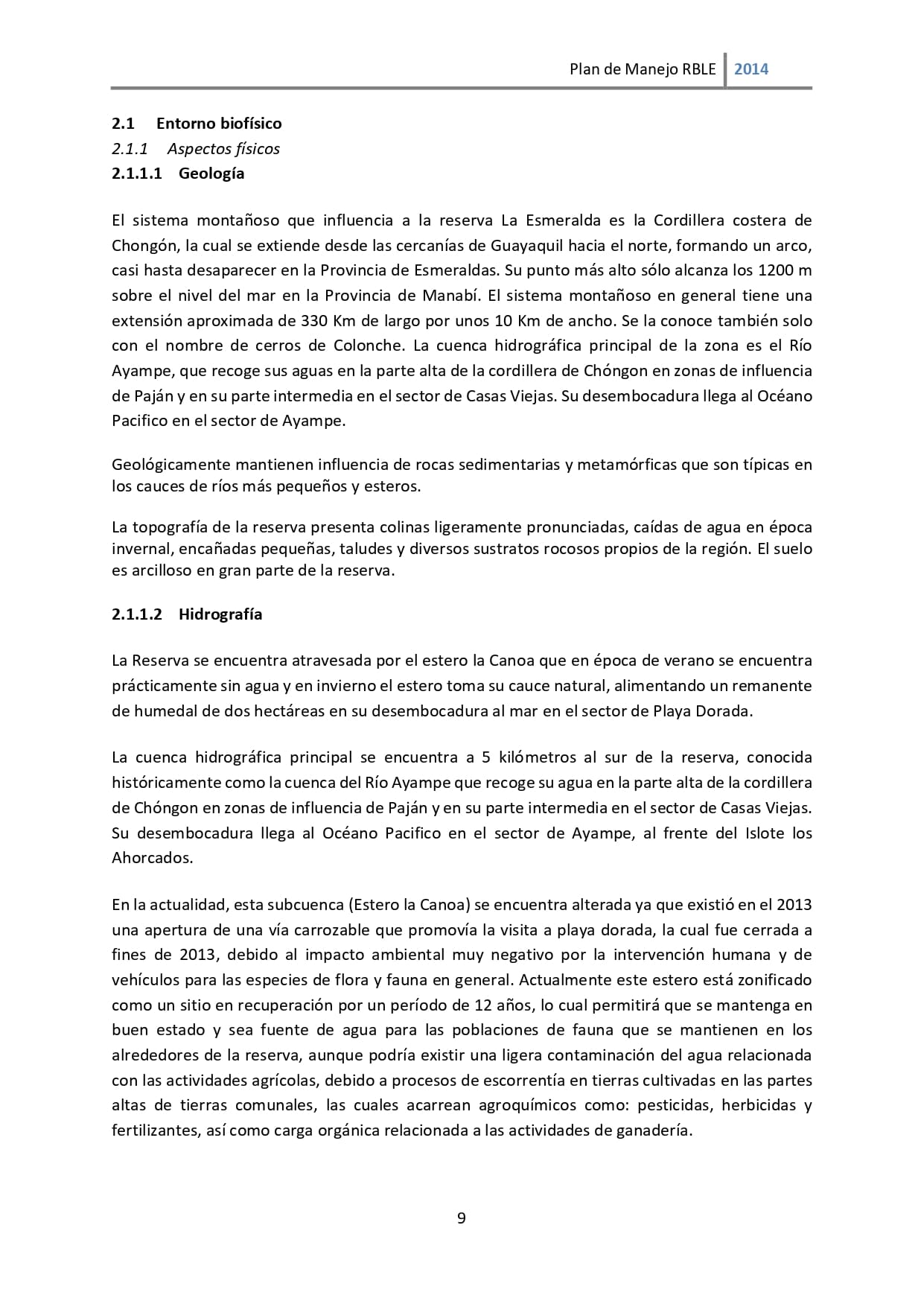 Plan de manejo
