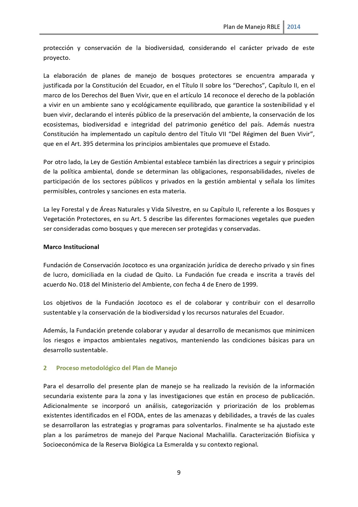 Plan de manejo