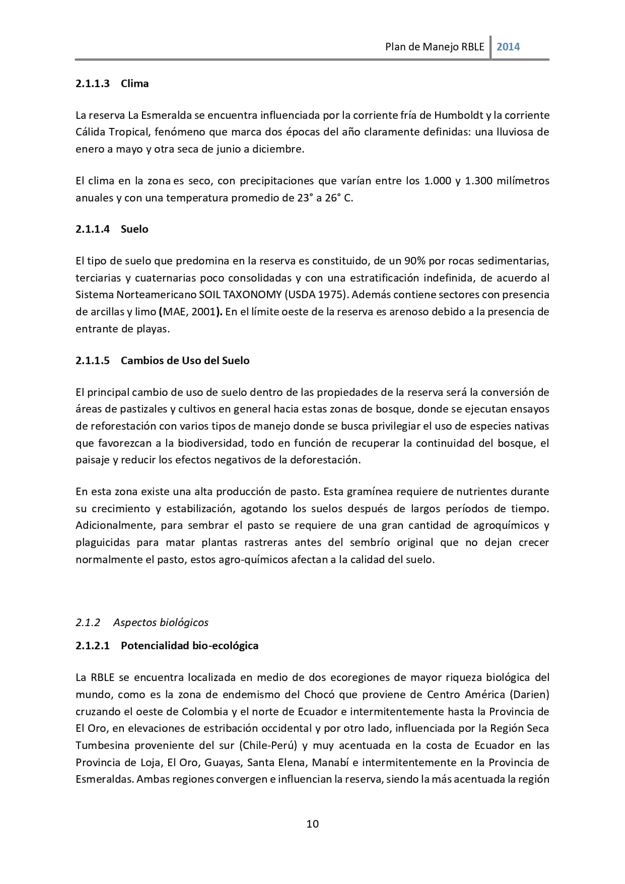 Plan de manejo