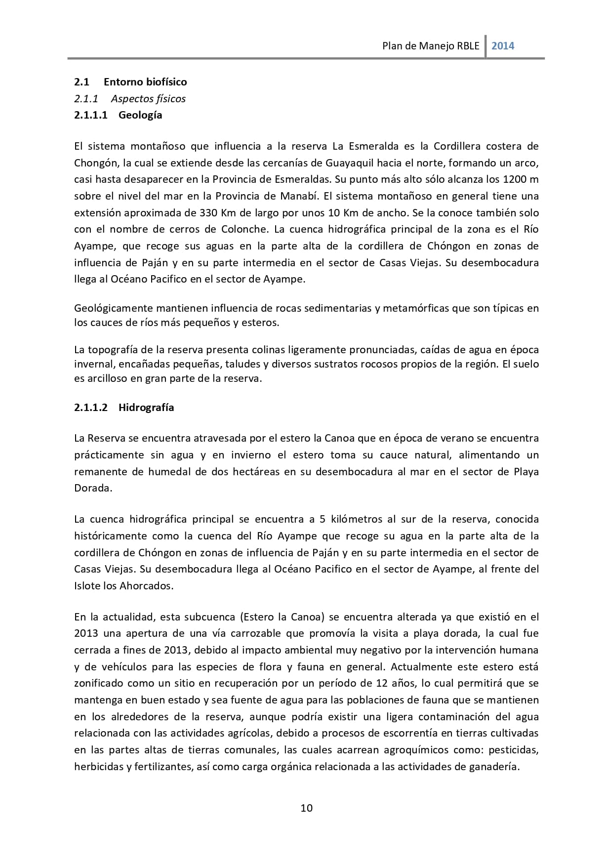 Plan de manejo
