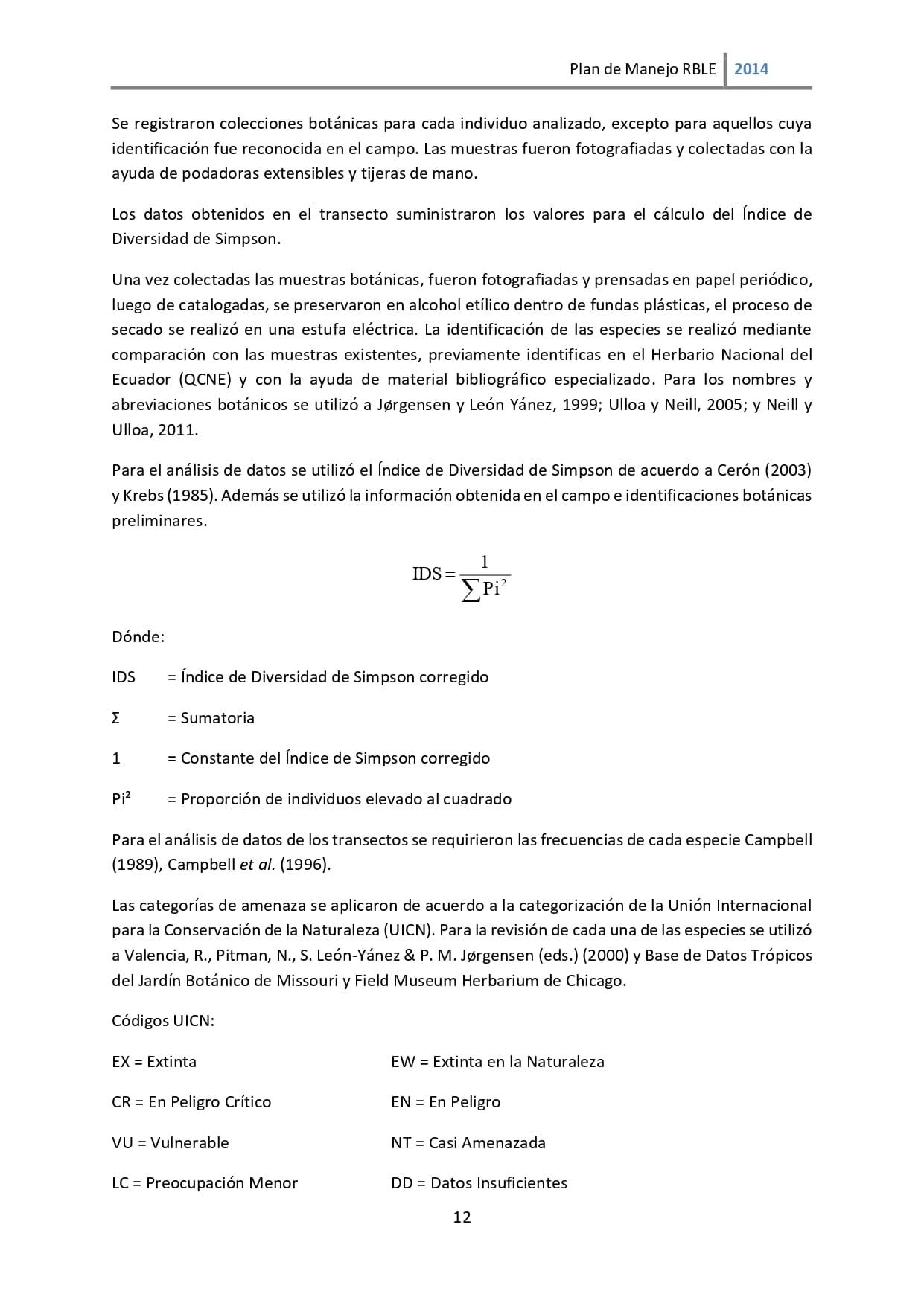 Plan de manejo