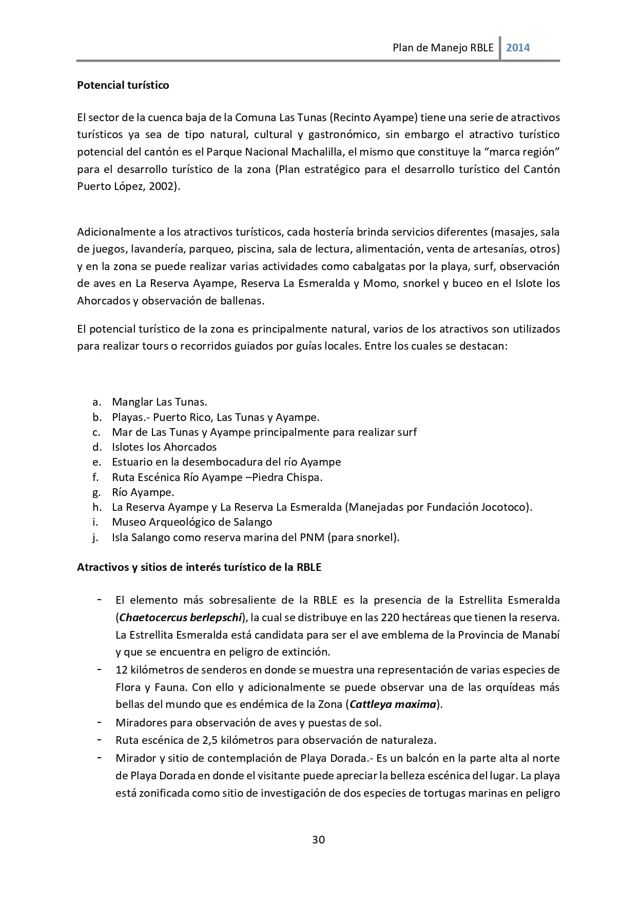 Plan de manejo