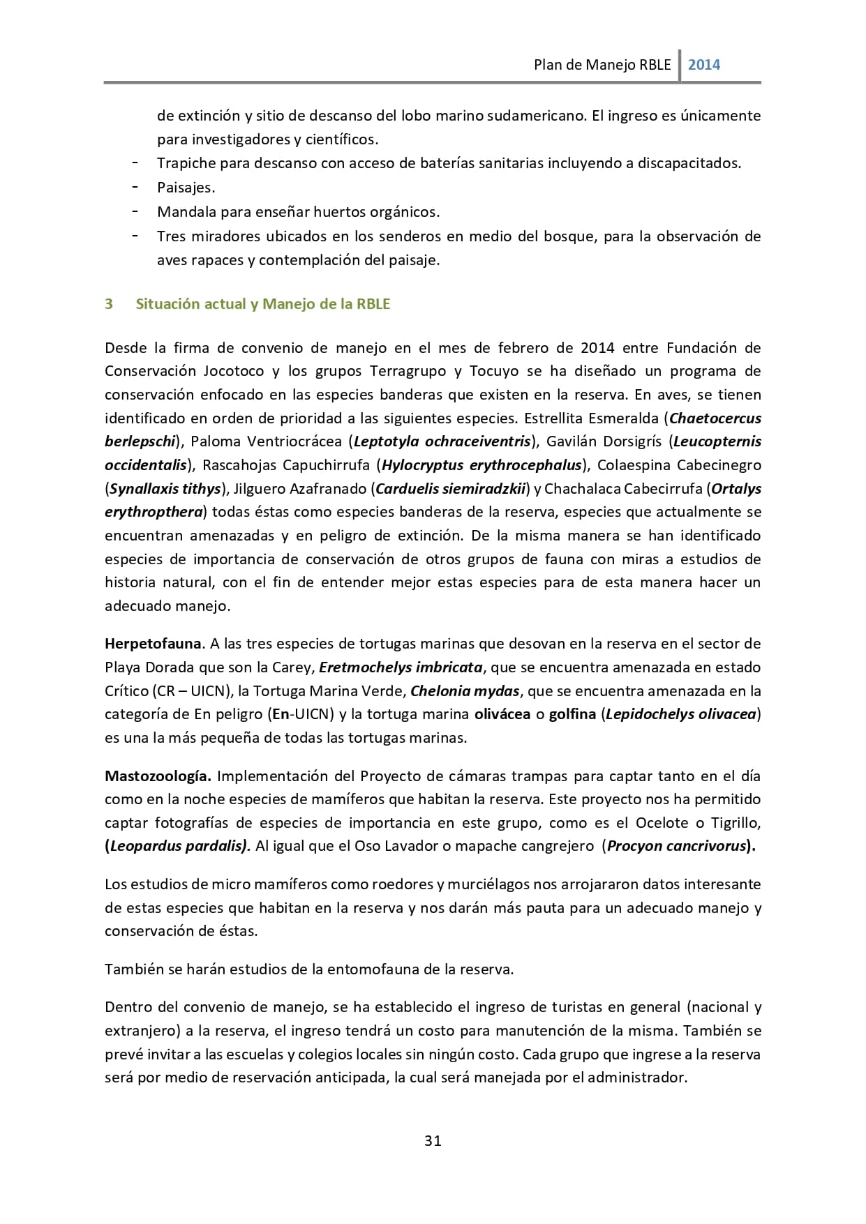 Plan de manejo