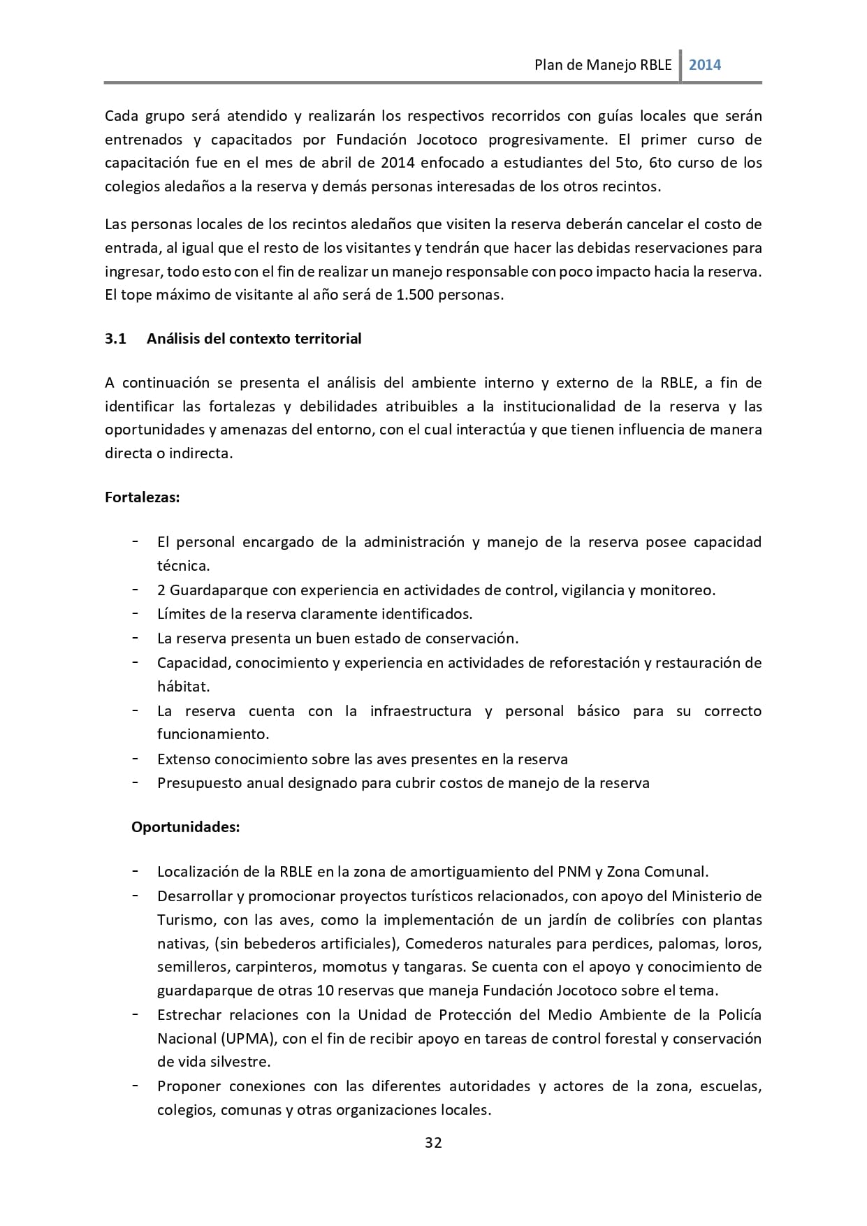 Plan de manejo