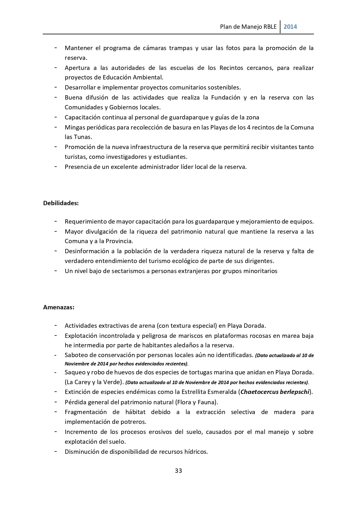 Plan de manejo