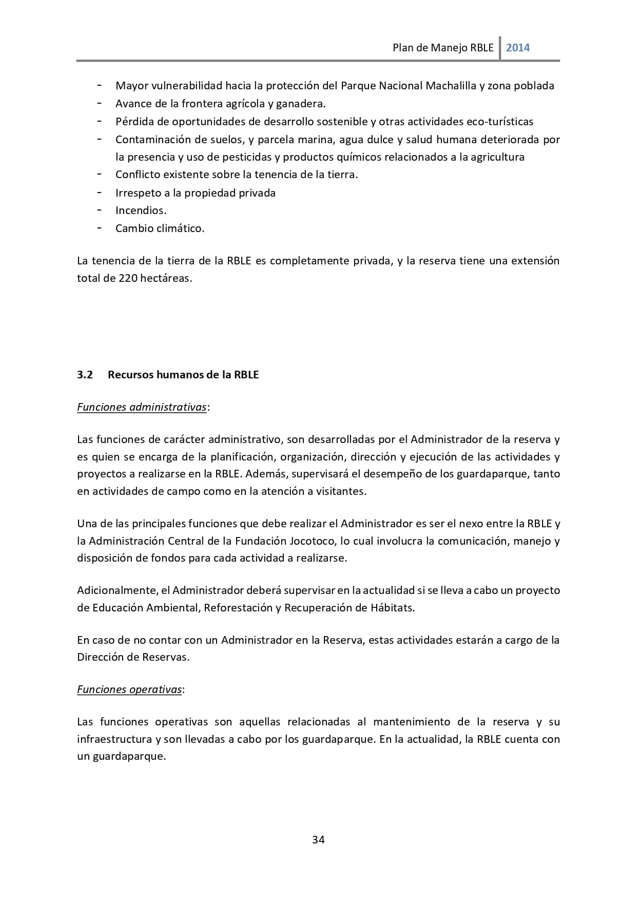 Plan de manejo