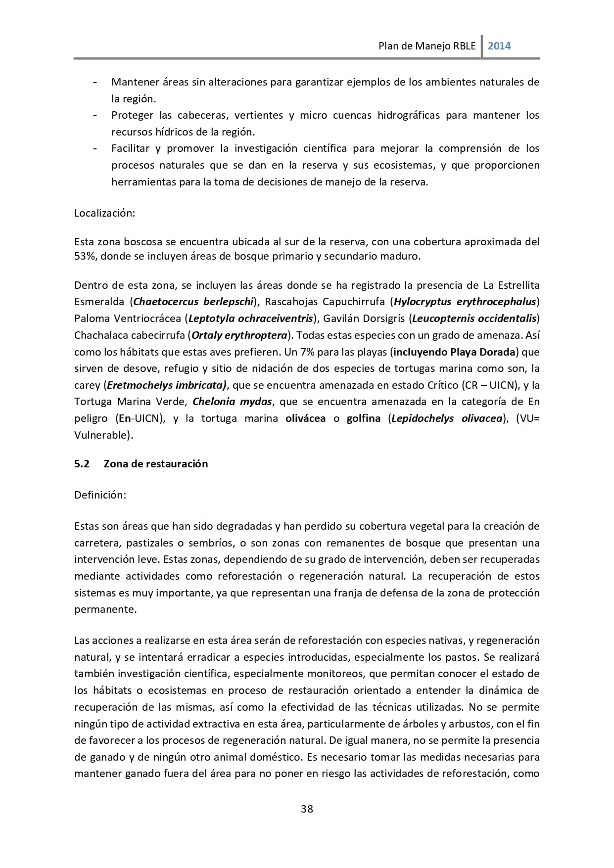 Plan de manejo
