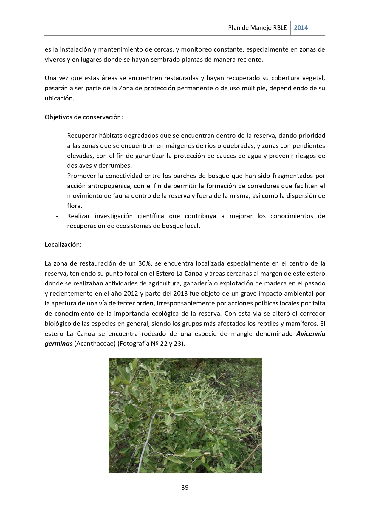 Plan de manejo