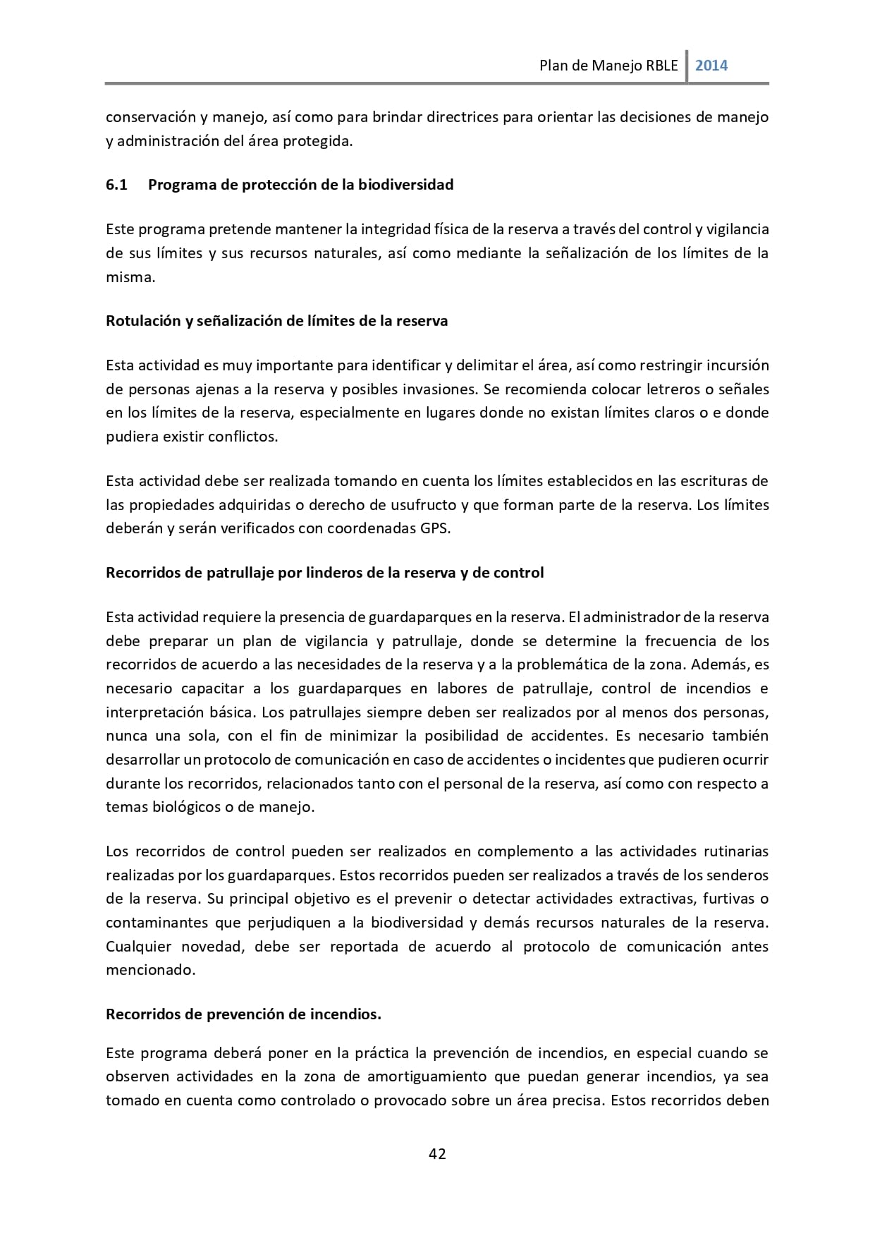 Plan de manejo