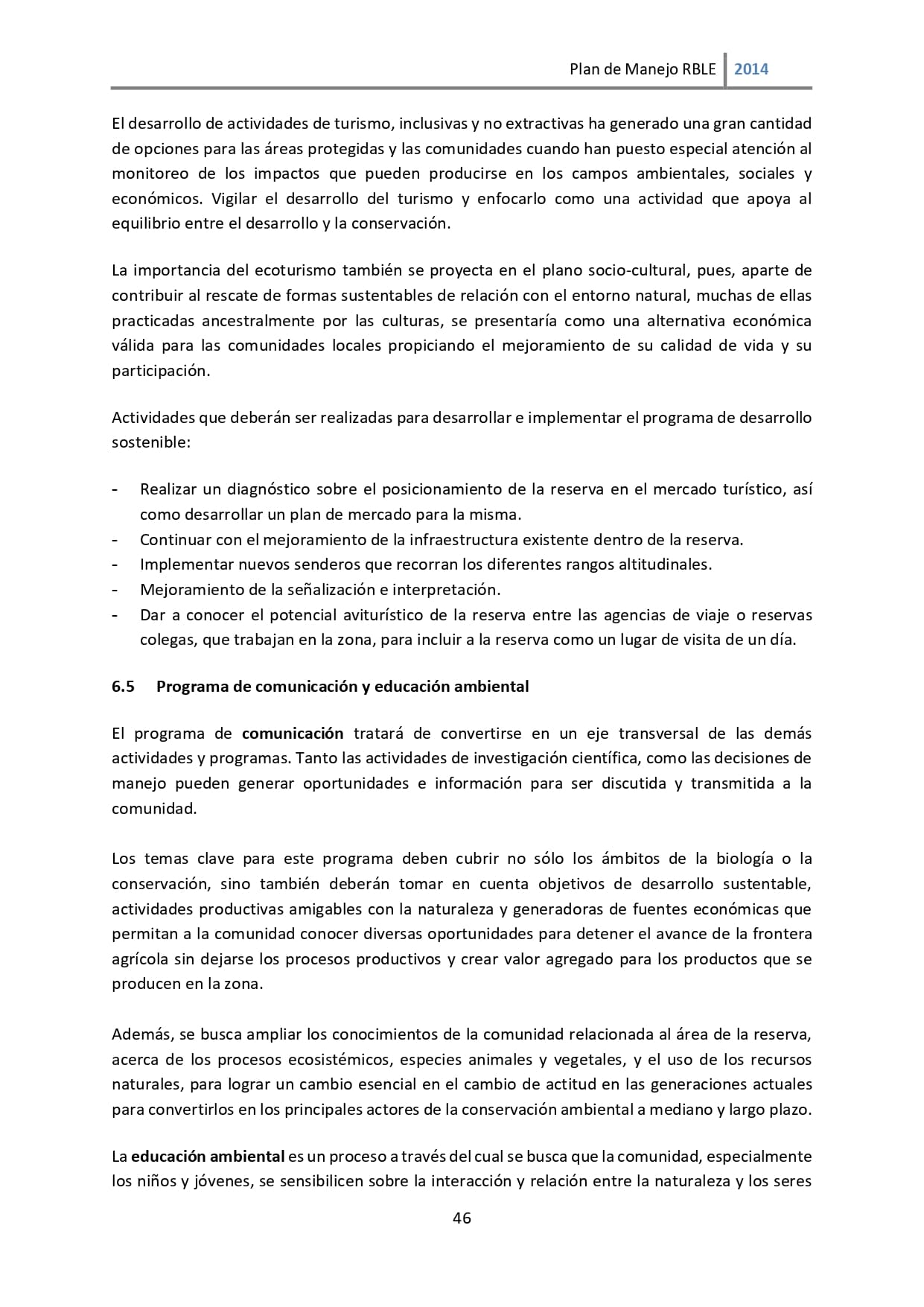 Plan de manejo