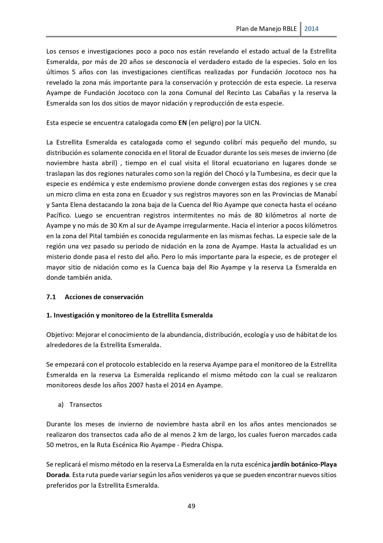 Plan de manejo