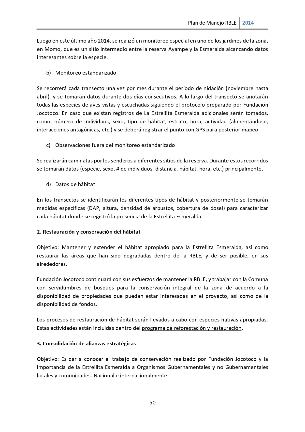 Plan de manejo