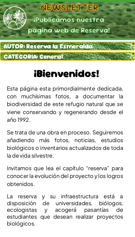 ¡Publicamos nuestra pagina web de la Reserva!
